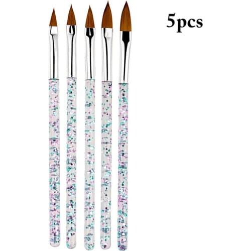 5PCS/Set Nail Art Brush Single Head Acrylic Nail Painting Brush Nail Carving Tool Painting Pen Nail Art Line Manicure Tool
