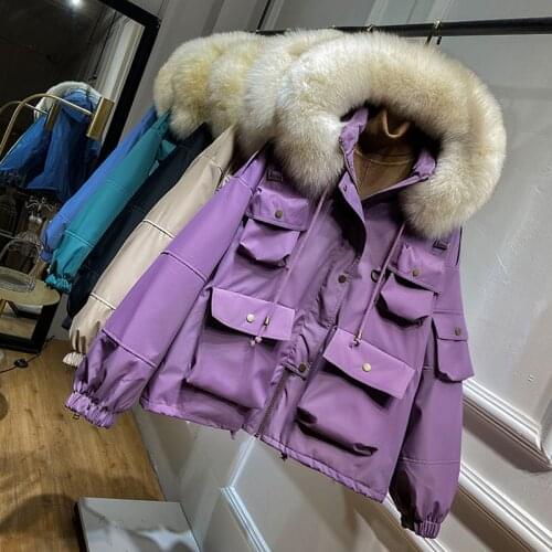 90% White Duck Down Female Thick Parkas Large Natural Fox Fur Hooded Winter Jacket Women Warm Waterproof Hooded Snow Coat 2021