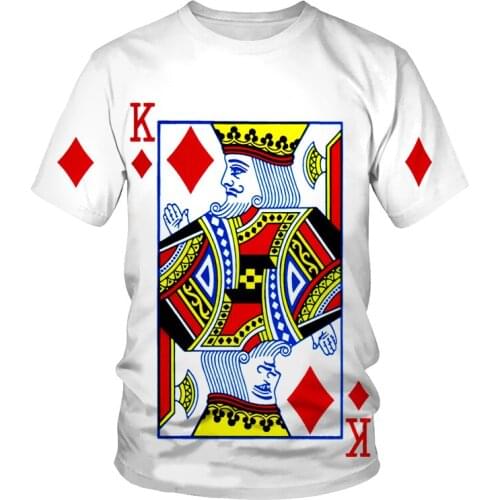 2021 summer fashion new poker card plum blossom K3D printing pattern mens cool casual short-sleeved T-shirt top