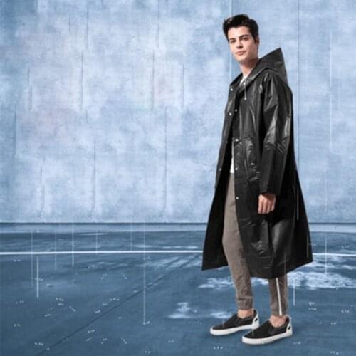 Fashionable black EVA raincoat Multifunctional outdoor travel one-piece raincoat protection adult hiking windbreaker raincoat