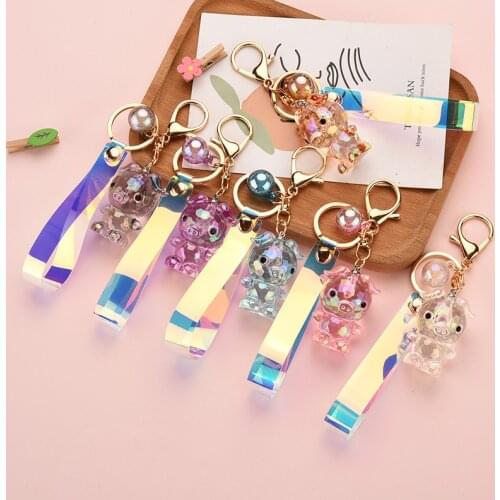 Cartoon Animal Doll Keychain Cute Pig Acrylic Keyring ornaments for Women Couple Car Bag Key Chain Ring Pendant