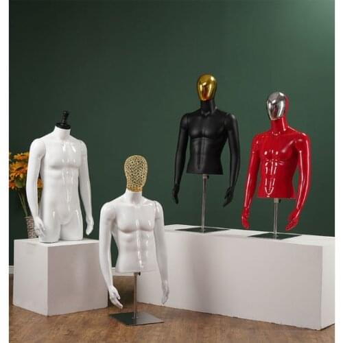 Male Model Half Mannequin Men Underwear Body Hanger Electroplating Clothing Store Display
