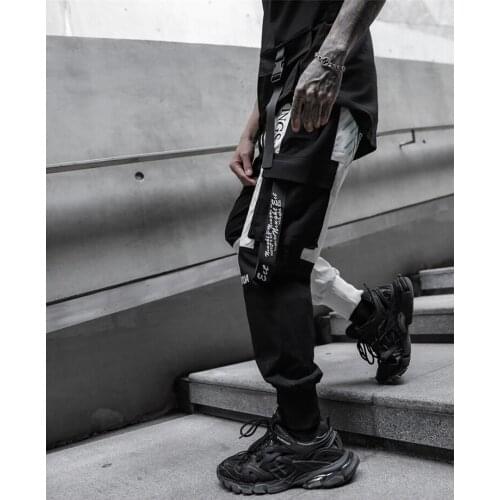 Male Designer Joggers Color Block Trousers Men Japanese Streetwear Cargo Pants 2021 Mens Hip Hop Patchwork Sweatpants
