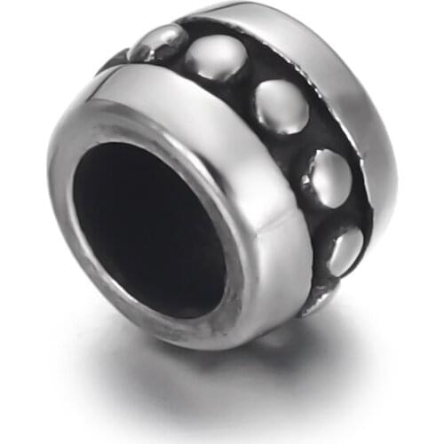 Stainless Steel European Bead Dot Polished 4mm Hole Metal Beads Bracelet Charms for DIY Jewelry Making Accessories