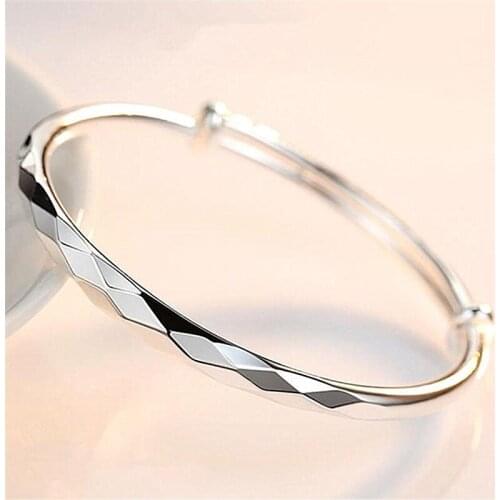 New Trendy Retro Exquisite 925 Sterling Silver Bangle Jewelry Bracelets Creative Simple Classic Women Wedding Party Bangles