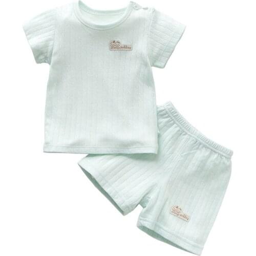 Baby Boy Clothes 2019 Summer Girls T-shirt+Shorts Clothing Set Solid Striped Infant Pajamas Cotton Newborn Sleepwear Babys Sets
