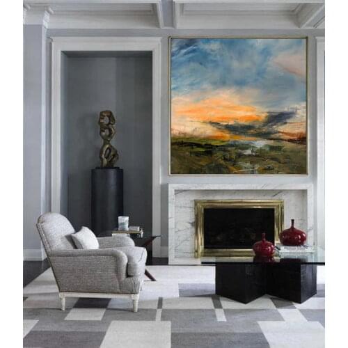 Original Hand Painted Sky Landscape Oil Painting Large Wall Art Minimalist Abstract Painting Of The Sky Sea Landscape Home Decor