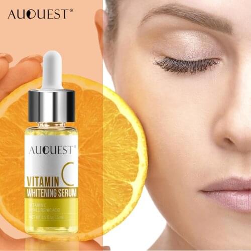 AUQUEST Vitamin C Whitening Face Serum Lighten Spots Brightening Facial Skin Essence Fade Dark Spots Remove Freckle Skin Care