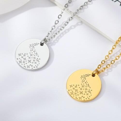 Star Mystic Symbol Necklaces For Women Men Gold Silver Color Stainless Steel Round Male Female Pendant Necklace Jewelry