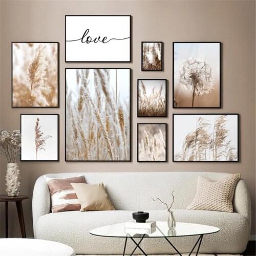 Dandelion Reed Wheat Weeds Plant Landscape Poster And Print Love Quotes Wall Art Canvas Painting Nordic Pictures Home Decor