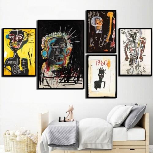 Poster Jean Michel Street Graffiti Canvas Painting Art Living Room Home Decoration Wall Picture Prints