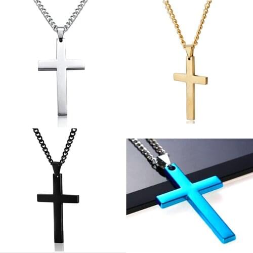 Simple Fashion Cross Chain Necklace For Women Men Luxury Ladies Gold Jewelry Pendant Necklaces Crucifix Christian Ornament Gifts