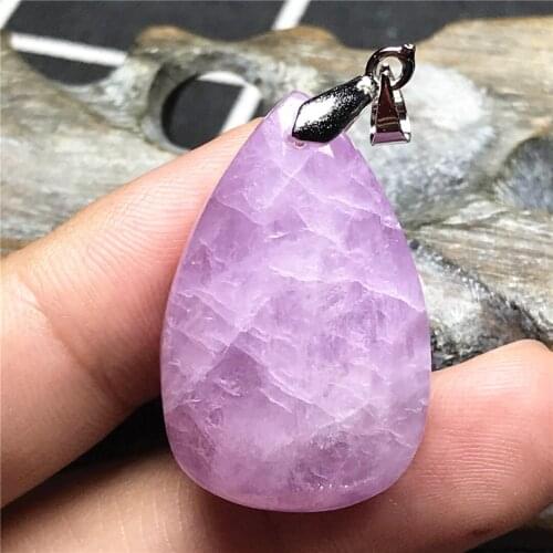 Top Natural Purple Kunzite Stone Pendant Jewelry For Women Man Crystal Healing Silver 30x20x10mm Beads Water Drop Gemstone AAAAA