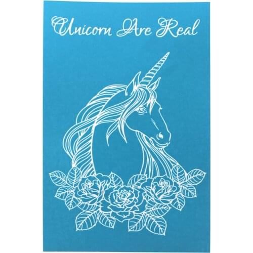 KSCRAFT Lovely Unicorn Self-Adhesive Stencils Printing Art Mesh Designs for DIY Card Making Home Decoration Crafts