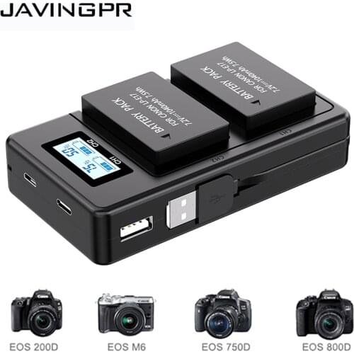 Canon Battery LPE17 LP E17 LP-E17 LCD Fast Dual Charger For Canon EOS 200D M3 M6 750D 760D T6i T6s 800D 8000D Kiss X8i Cameras