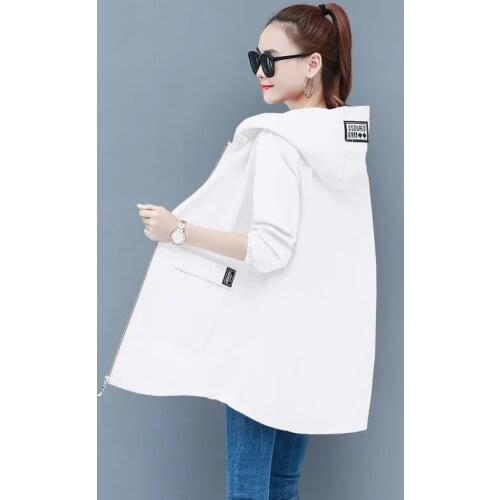 Large Size New Windbreaker Women Mid-Length Jacket 2021 Female Spring Autumn Korean Loose Hooded Coat Baseball Uniform Jacket113