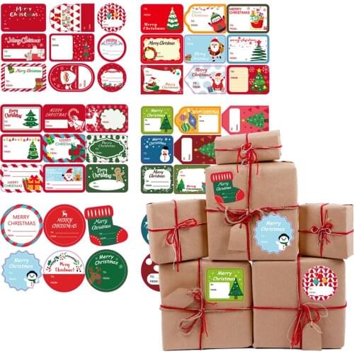 13*18cm Santa Snowman Christmas Tree Deer Gift Tag Cartoon Sticker Christmas Day Party Decoration