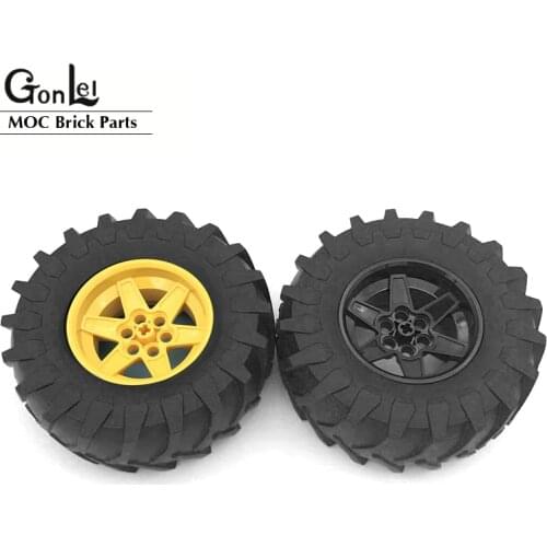 2Pcs/lot High-Tech Wheel 107*44mm ZR Rim Wheel+Tyre Hub 23798+15038c05 fit with 42054 MOC Building Blocks Bricks Car kids gifts