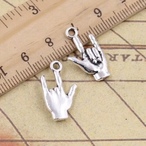 20pcs Charms palm I love you 22x13mm Antique Silver Color Pendants Making DIY Handmade Tibetan Silver Color Finding Jewelry