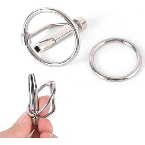 45mm Sex Fetish Stainless steel Hollow Urethral Sounding Dilators Penis Plug With Glans Rings Catheters Sex Products for Men