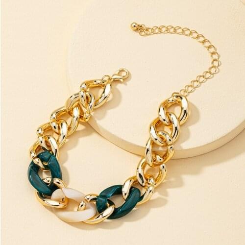 Contrasting color acrylic chain bracelet for women resin metal splicing bracelet for girls summer jewelry 2021