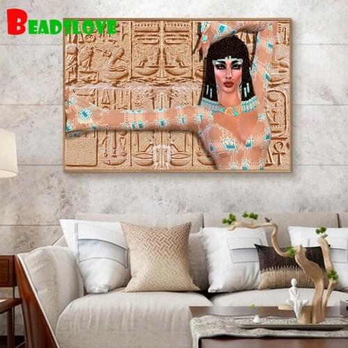 5D DIY Diamond Embroidery Nefertiti Egypt Queen Full Square Round Rhinestone Mosaic Cross Stitch Diamond Painting Needlework