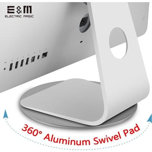 Aluminum 360 Degree Computer Display Rotary Bracket Dock for iMac All in one PC Silicone Protection Base Ball Bearing Swivel Pad