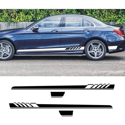Automobile 2x Car Racing Stripes for Benz C Class Vinyl Lower Door Panel Decals Side Stickers 210x12cm car styling