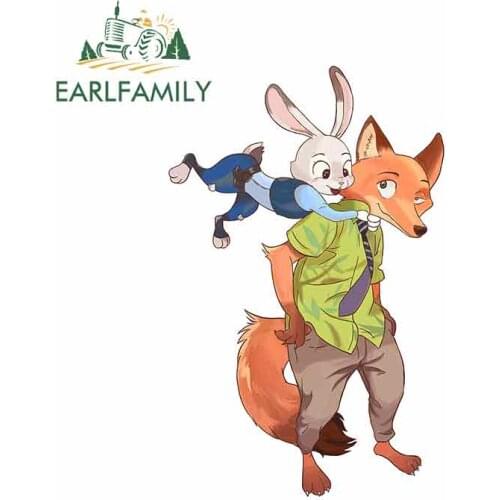 EARLFAMILY 13cm x 8.5cm For Crazy Animal City Fox Nick Car Stickers And Decals Anime Occlusion Scratch Waterproof VAN Decoration