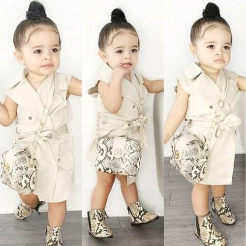 Emmababy Autumn Winter Kids Baby Girls Trench Coat Jacket Sleeveless Bandage High Quality Outerwear Clothes Toddler