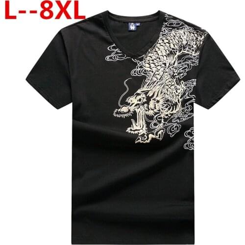 Plus 7XL 6XL 8XL 2020 Summer new men 's clothing Slim fit short sleeved T shirt cotton round neck men' s printing t shirt brand
