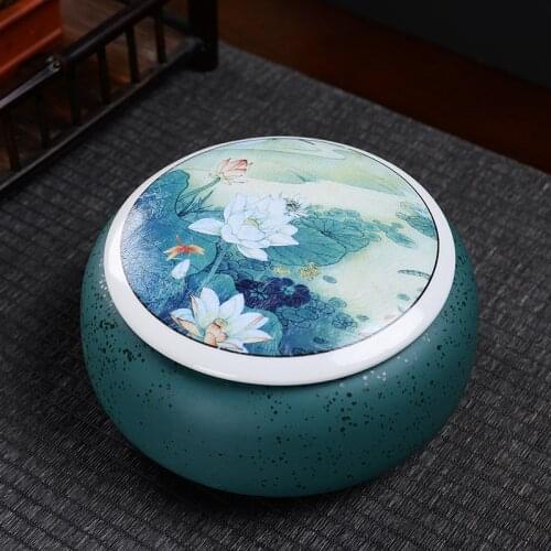 Tea Containers Sealed Cans Tea Ceramic Tea Storage Pot Large Black Tea Tea Container Canister Tea Caddy Tea Storage Ceramic Jar
