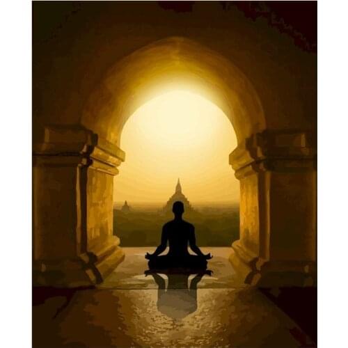 Buddhism Acrylic Paint By Number 50x65 DIY Kits On Canvas Frame Oil Picture Drawing Coloring Painting By Number Home Decoration