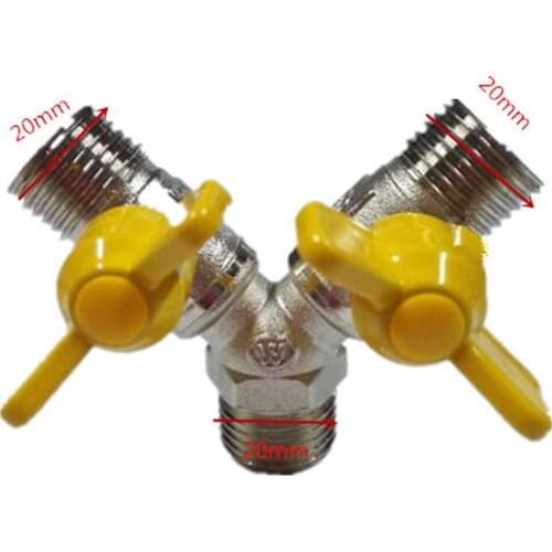 Brass Two Way Gas Pipe Airline Gasoline Splitter Connector Y-joints Adapter Valves Holder Connects 20mm Fits