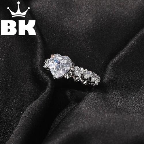 Hip Hop New Mens Small And Big Heart Ring Men Ring Famous Brand Iced Out Micro Pave Cz Ring Punk Rap Jewelry Size