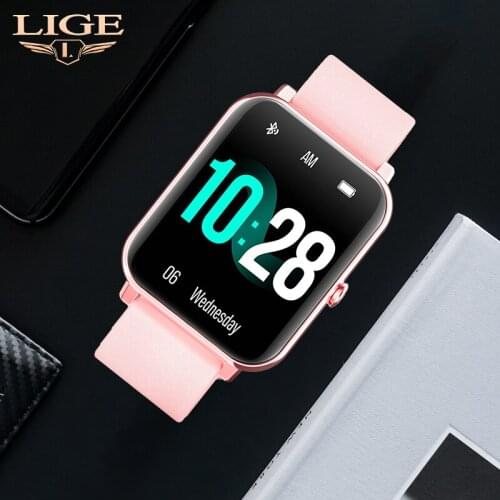 2021 LIGE New Fashion Women Smart Watch 1.69 Full Touch Message Push Sports Fitness Smartwatch Mens Wristwatch For Android IOS