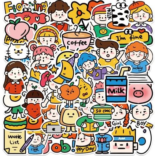 New Arrival 50 Pieces/lot High Quality Water-proof Adhesive Fashion Fighting Workes Phone Stickers Laptop Stationery Stickers