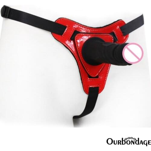Ourbondage PU Leather Female Simple Chastity With Removable Realstic PVC Dildo Belt BDSM Bondage Sex Toys For Women Lesbian