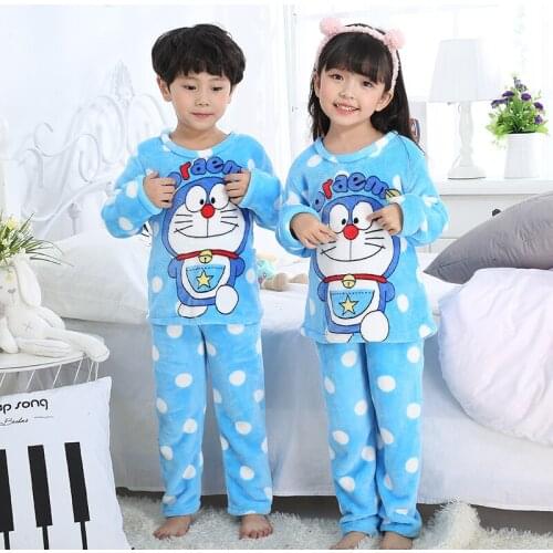 Winter Children Fleece Pajamas Warm Flannel Sleepwear Girls Loungewear Coral Fleece Kids pijamas Homewear Boys Pyjama