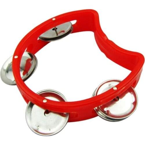 Musiclily Plastic Handheld Tambourine Percussion Jingles Musical Instrument for Kids and Adults, Red/Yellow (Pack of 2)