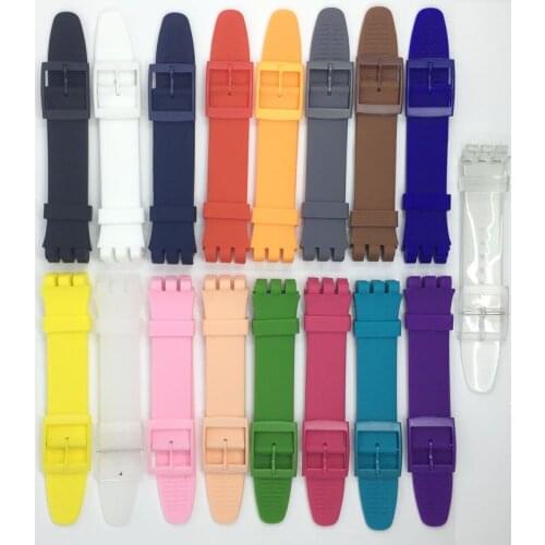 Black Watchband for Swatch Strap Buckle For SWATCH Silicone Watch band 17mm 19mm 20mm Rubber Strap16MM Watch accessories