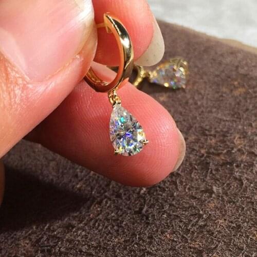 Luxury Crystal Water Drop Stone Earrings Dainty White Zircon Hoop Earrings Vintage Gold Color Small Earrings For Women Jewelry