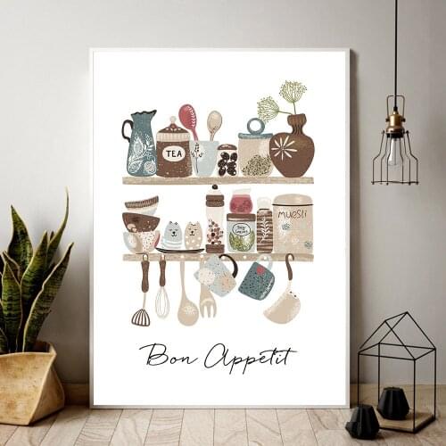 Christmas Tableware Canvas Painting Wall Art Poster Print For Kitchen Home Decoration Modern Print Painting Quotes Wall Pictures