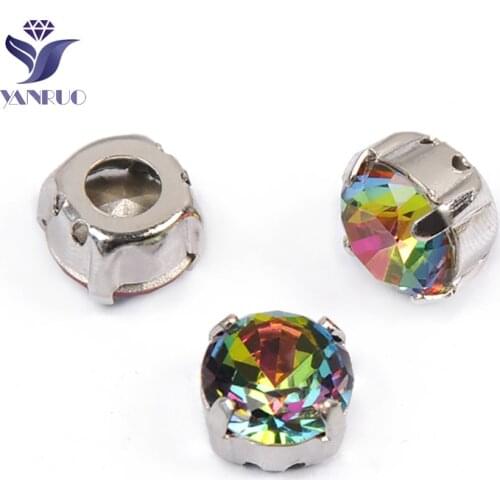 YANRUO 1357 All Sizes VM Brilliant Cut Sewn Stones Strass Pointed Back Sewing Crystals Rainbow Rhinestones For Clothing