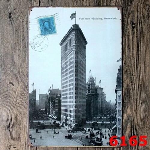 Vintage Style Tin Sign Retro Metal Bar Poster Building Flat Iron New York 20x30CM