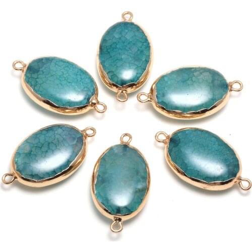 Natural agate crystaljewelry accessories double hole pendant Natural Stone Pendants Jewelry Diy earring necklace accessories