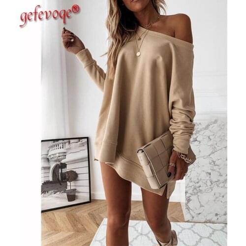 2021 Autumn Sexy Off Shoulder Long Sleeve Women T-Shirt Casual Loose All-match Tunic Ladies Tops Oversized Streetwear Tees Femme