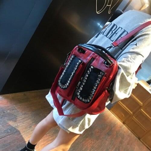 New Leather Women Pu Diamonds Backpack Multifunctional Totes Bag Zipper Preppy Style Bagpack Fashion Fur Travel Backpack