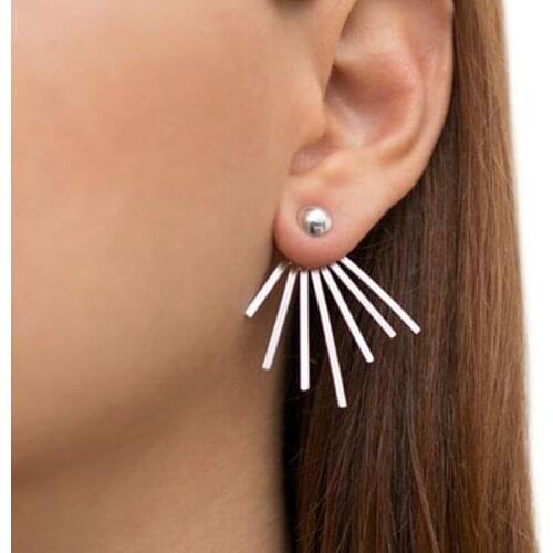 Jisensp New Vintage Long Bar Earrings for Women Valentines Day Gift Geometric Earrings Ear clip brincos Minimalist Jewelry