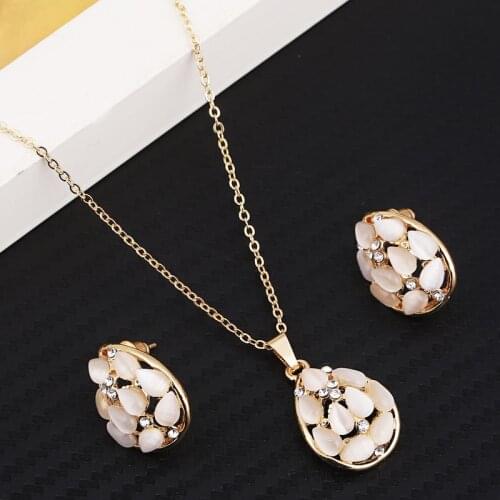 ZOSHI Women Jewelry Sets Elegant Waterdrop Rhinestone Pendant Necklace Hook Earrings Jewelry Set